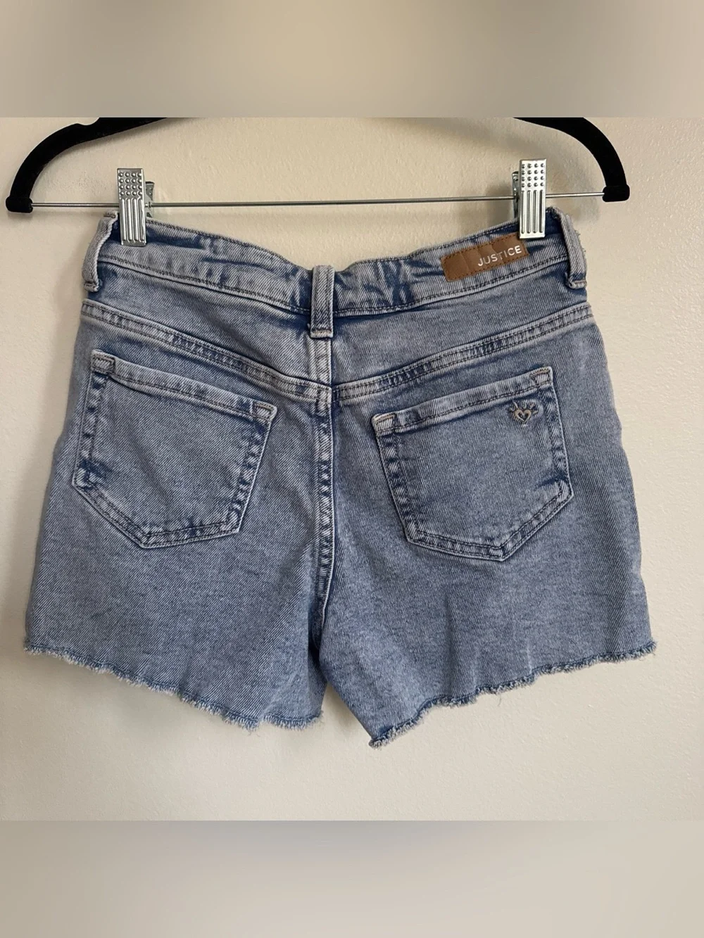 Justice Light Blue Distressed Denim Jean Shorts
